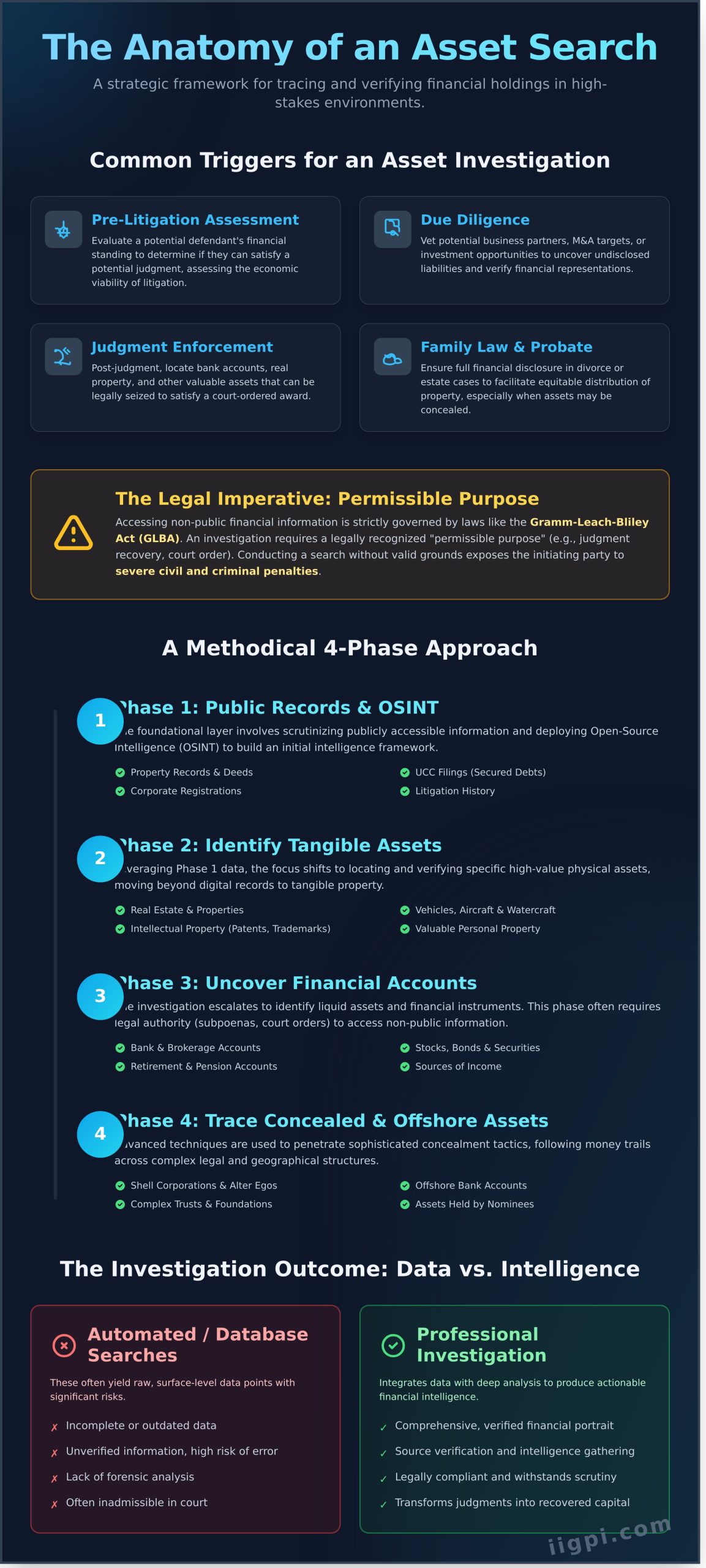 Asset Search and Recovery: A Strategic Guide to Tracing Hidden Funds - Infographic