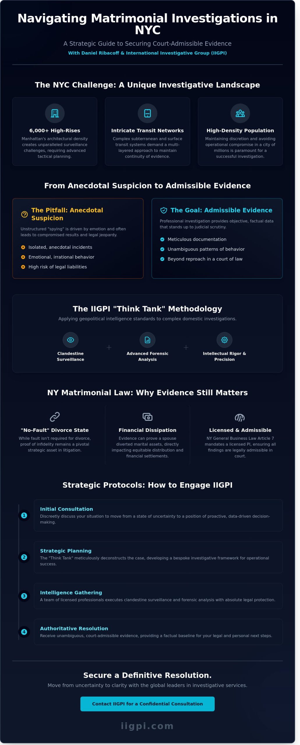 Daniel Ribacoff and IIGPI: Protocols for Hiring a Private Investigator for Infidelity in NYC - Infographic